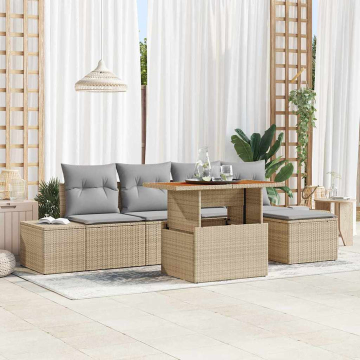 Have Spisebordssæt med pude 6 pcs Beige og grå