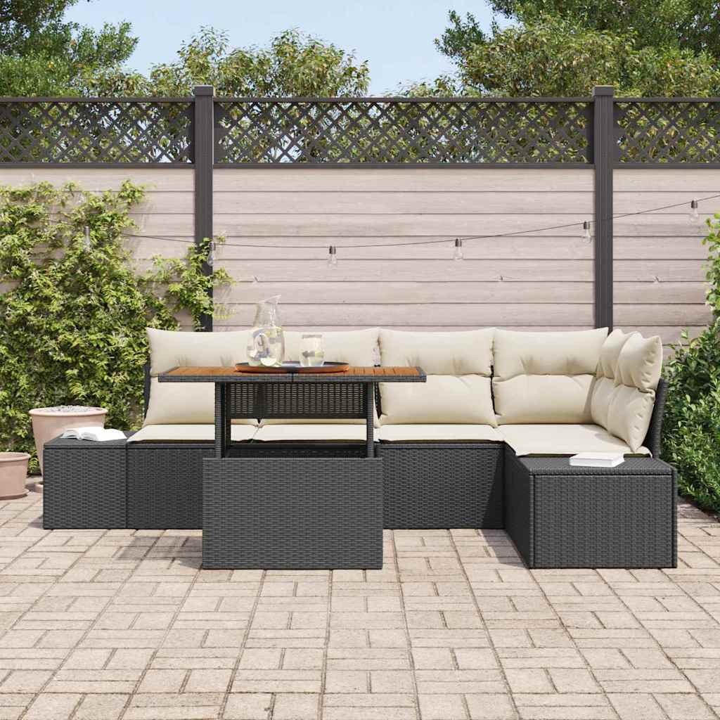 Have Spisebordssæt 6 pcs Sort og Cream 100 x 55 x 73 cm