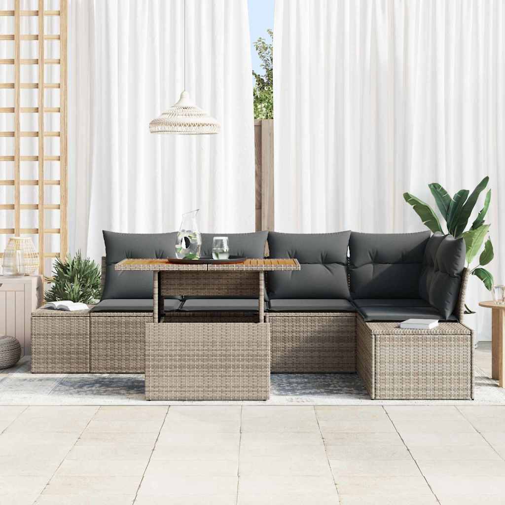 Have Spisebordssæt med pude 6 pcs Grå og Brun 100 x 55 x 73 cm