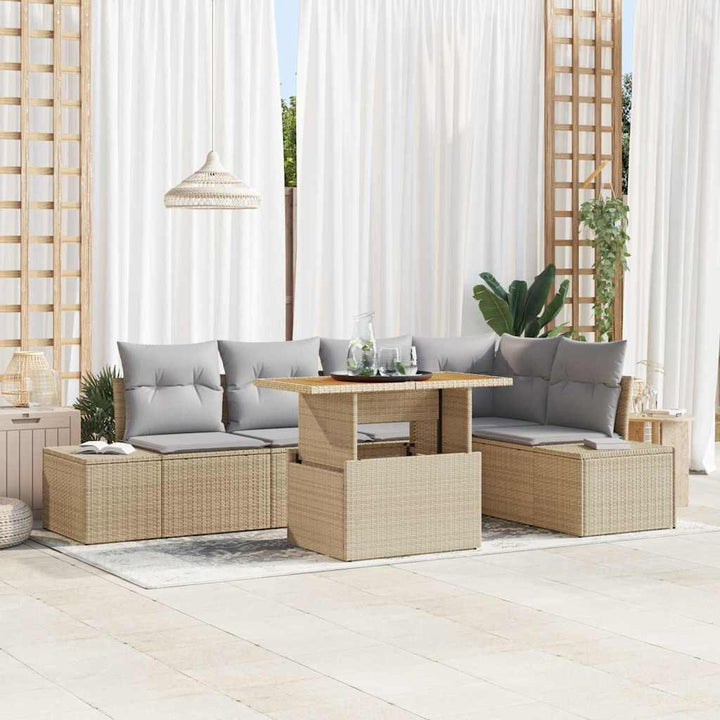 Have Spisebordssæt med pude 6 pcs Beige og grå 100 x 55 x 73 cm
