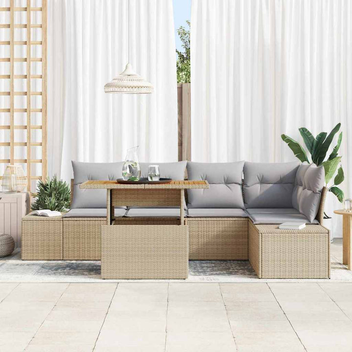 Have Spisebordssæt med pude 6 pcs Beige og grå 100 x 55 x 73 cm