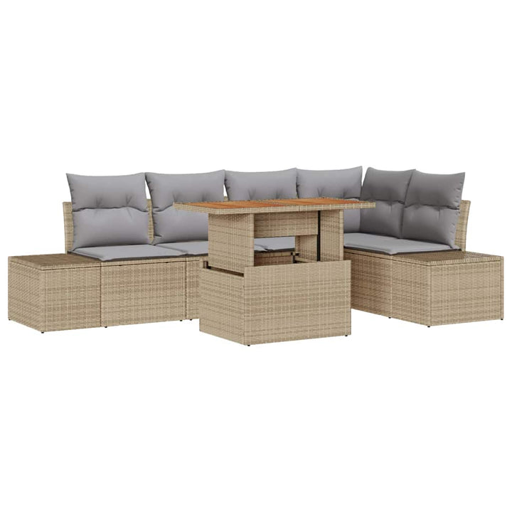 Have Spisebordssæt med pude 6 pcs Beige og grå 100 x 55 x 73 cm