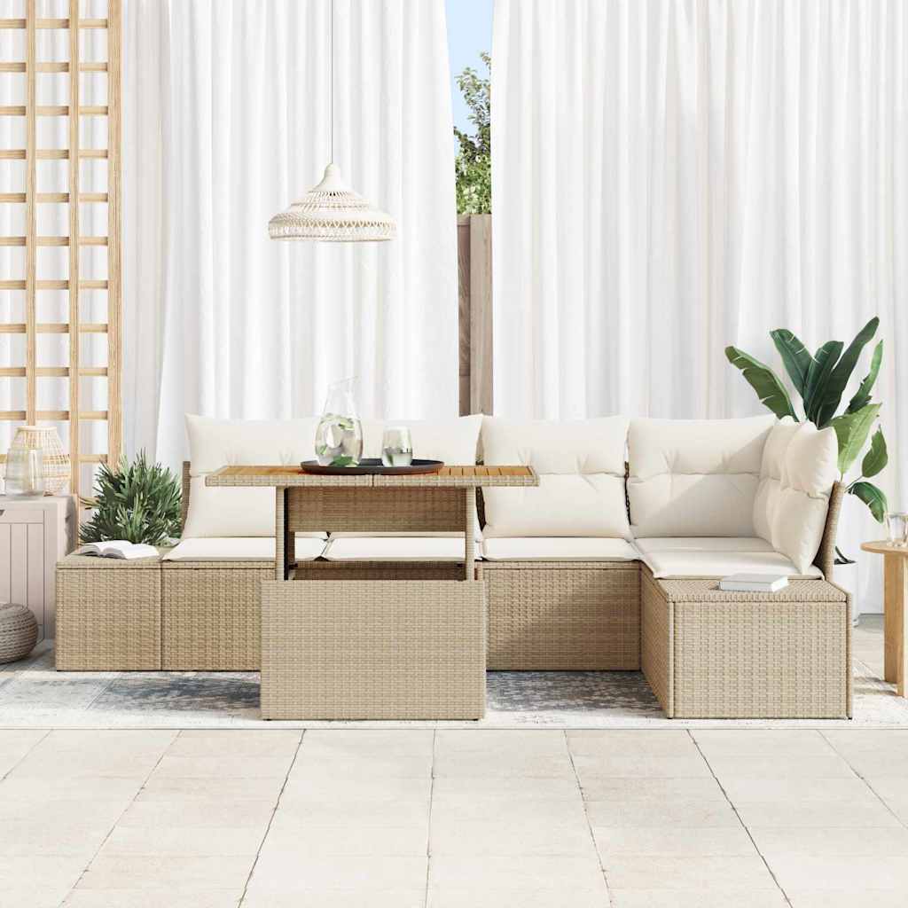 Have Spisebordssæt 6 pcs Beige og creme 100 x 55 x 73 cm