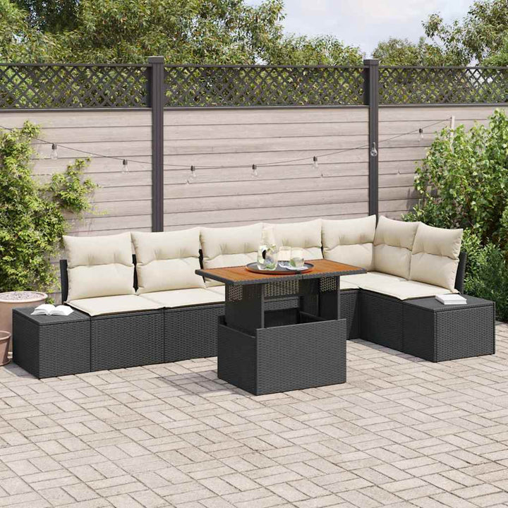 Have Spisebordssæt 7 pcs Sort og Cream 100 x 55 x 73 cm