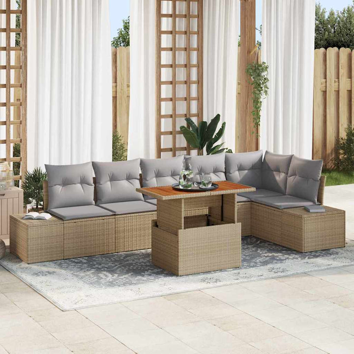 Have Spisebordssæt med pude 7 pcs Beige og grå 100 x 55 x 73 cm