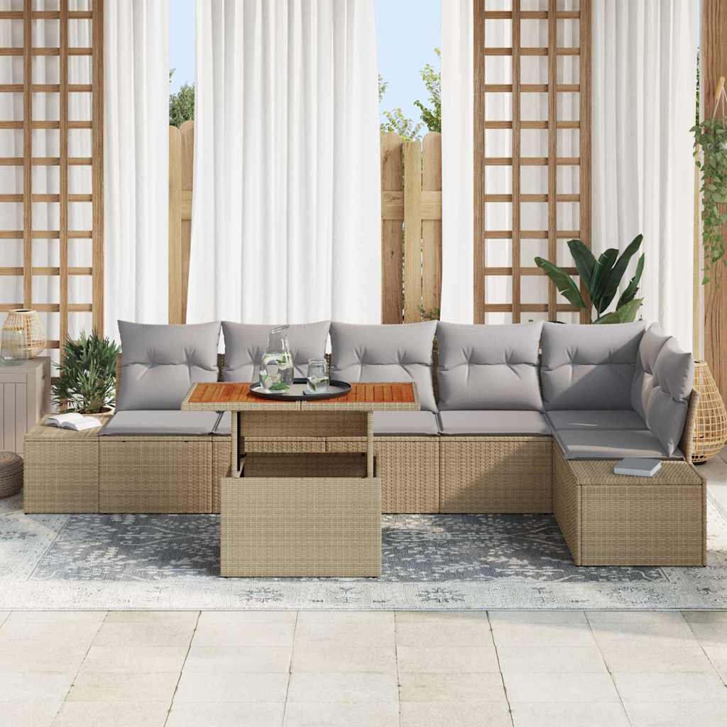 Have Spisebordssæt med pude 7 pcs Beige og grå 100 x 55 x 73 cm
