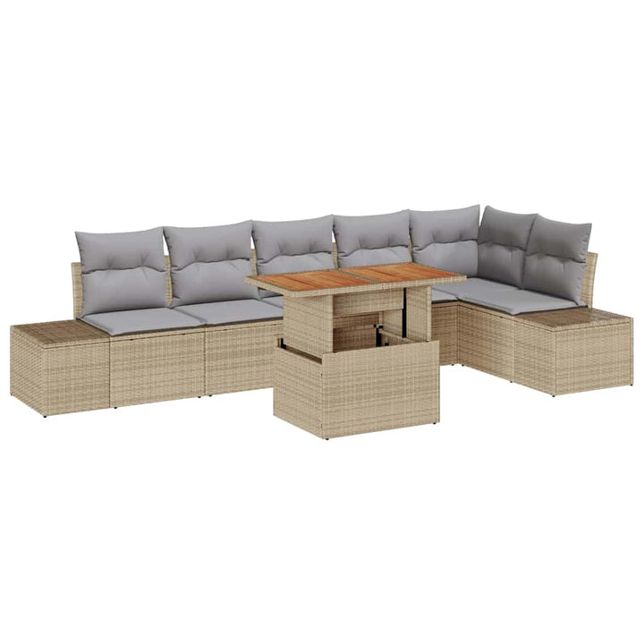 Have Spisebordssæt med pude 7 pcs Beige og grå 100 x 55 x 73 cm