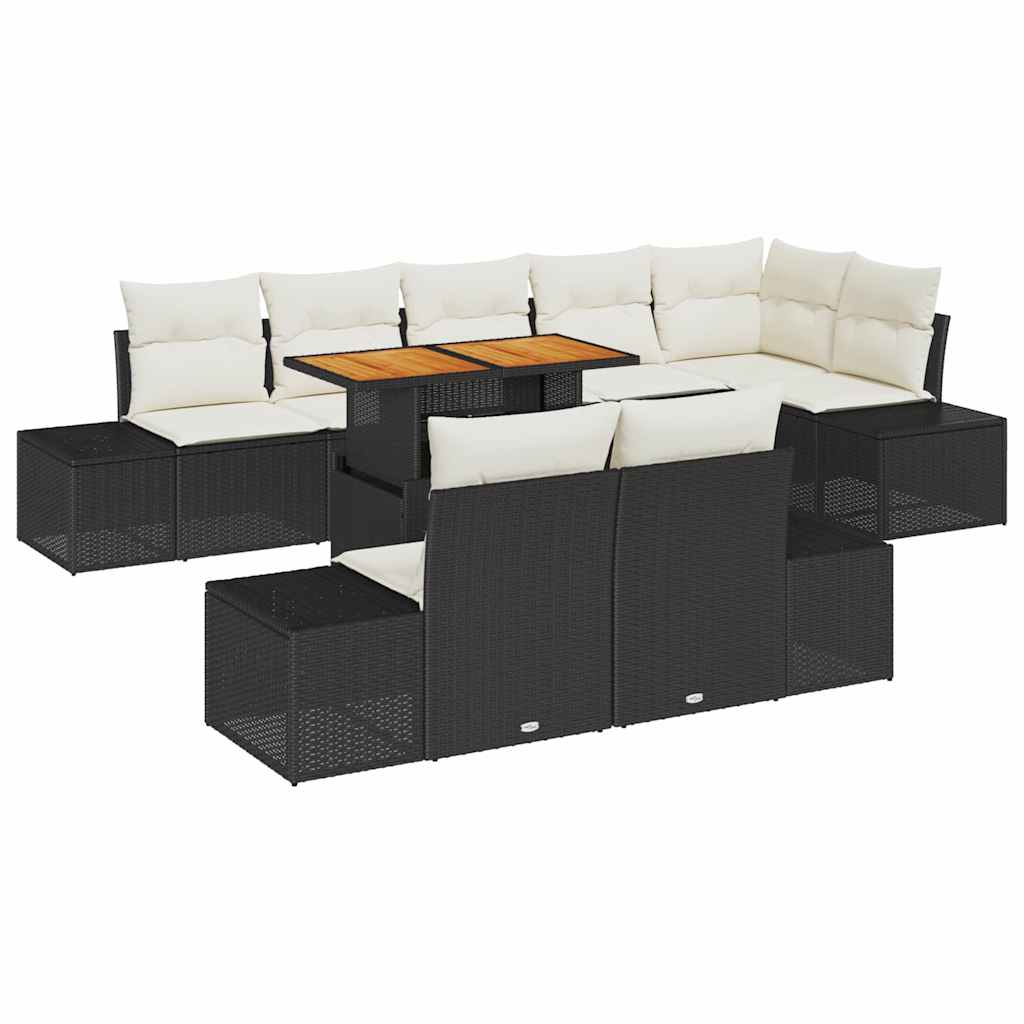 Have Spisebordssæt 9 pcs Sort og Cream 100 x 55 x 73 cm