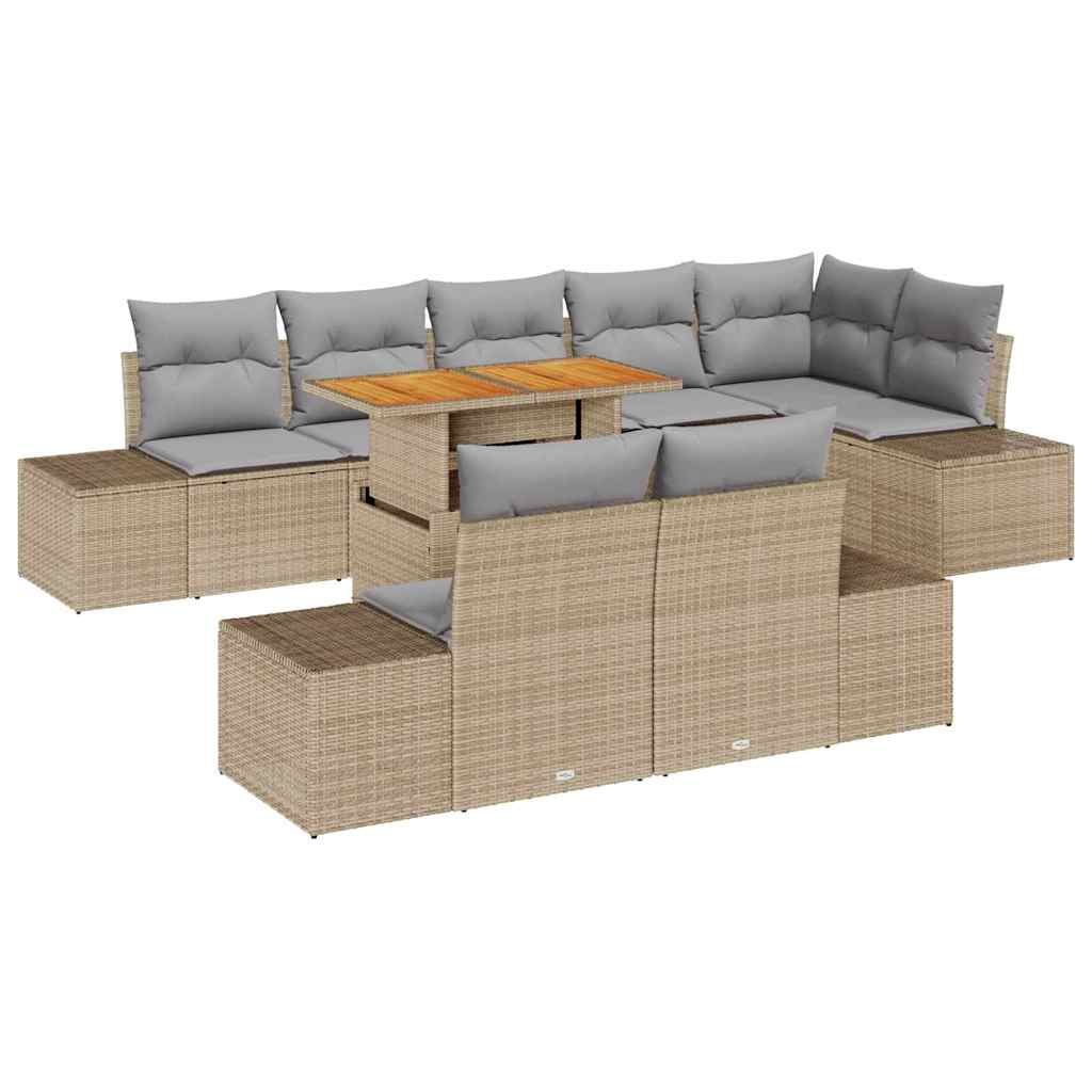 Have Spisebordssæt med pude 9 pcs Beige og grå 100 x 55 x 73 cm