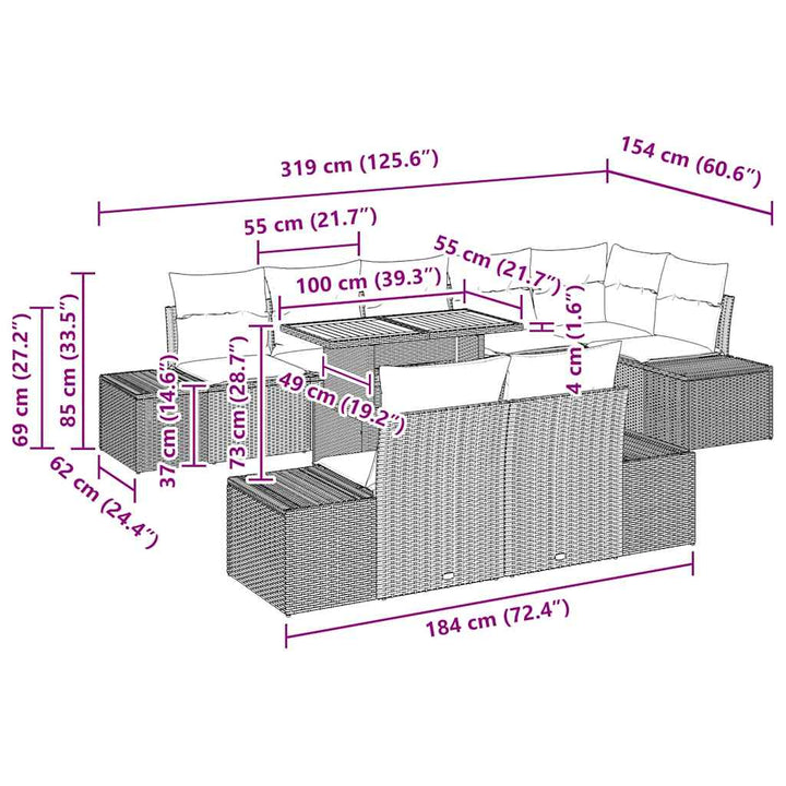 Have Spisebordssæt 9 pcs Sort og Brunt 100 x 55 x 73 cm