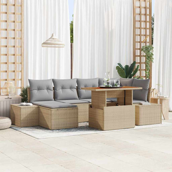 Have Spisebordssæt med pude 7 pcs Beige og grå