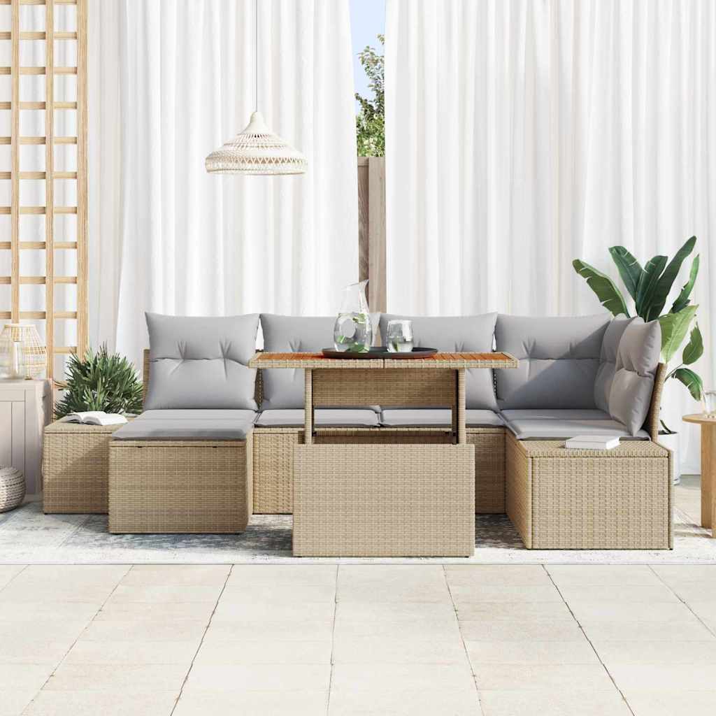Have Spisebordssæt med pude 7 pcs Beige og grå