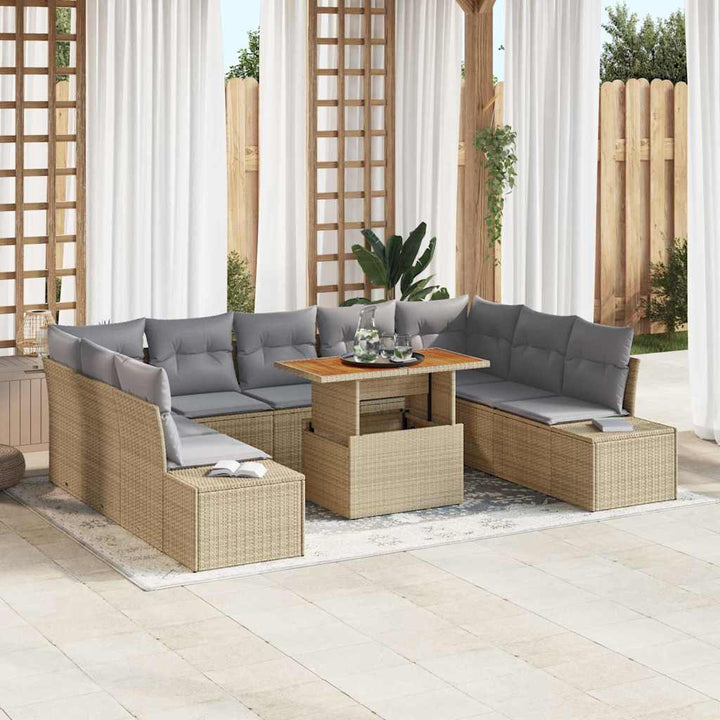 Have Spisebordssæt 10 pcs Beige og grå 100 x 55 x 73 cm