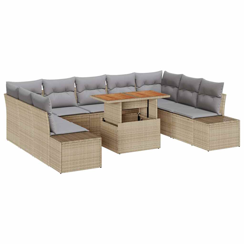 Have Spisebordssæt 10 pcs Beige og grå 100 x 55 x 73 cm