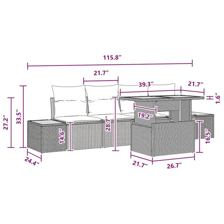 Have Spisebordssæt 5 pcs Sort og Brunt 100 x 55 x 73 cm