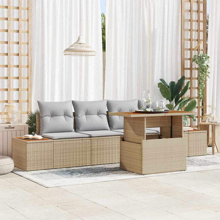 Have Spisebordssæt med pude 5 pcs Beige og grå 100 x 55 x 73 cm