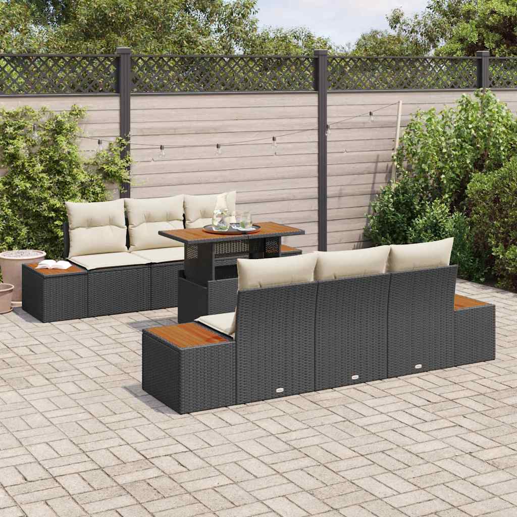 Have Spisebordssæt 7 pcs Sort og Beige 100 x 55 x 73 cm