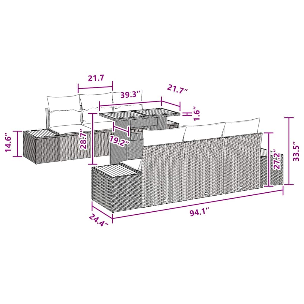 Have Spisebordssæt 7 pcs Sort og Brunt 100 x 55 x 73 cm