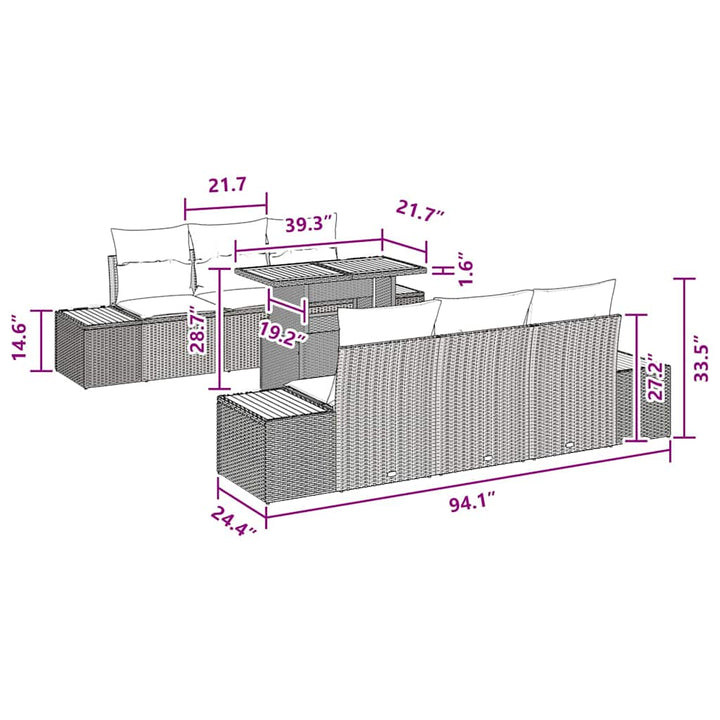 Have Spisebordssæt 7 pcs Sort og Brunt 100 x 55 x 73 cm