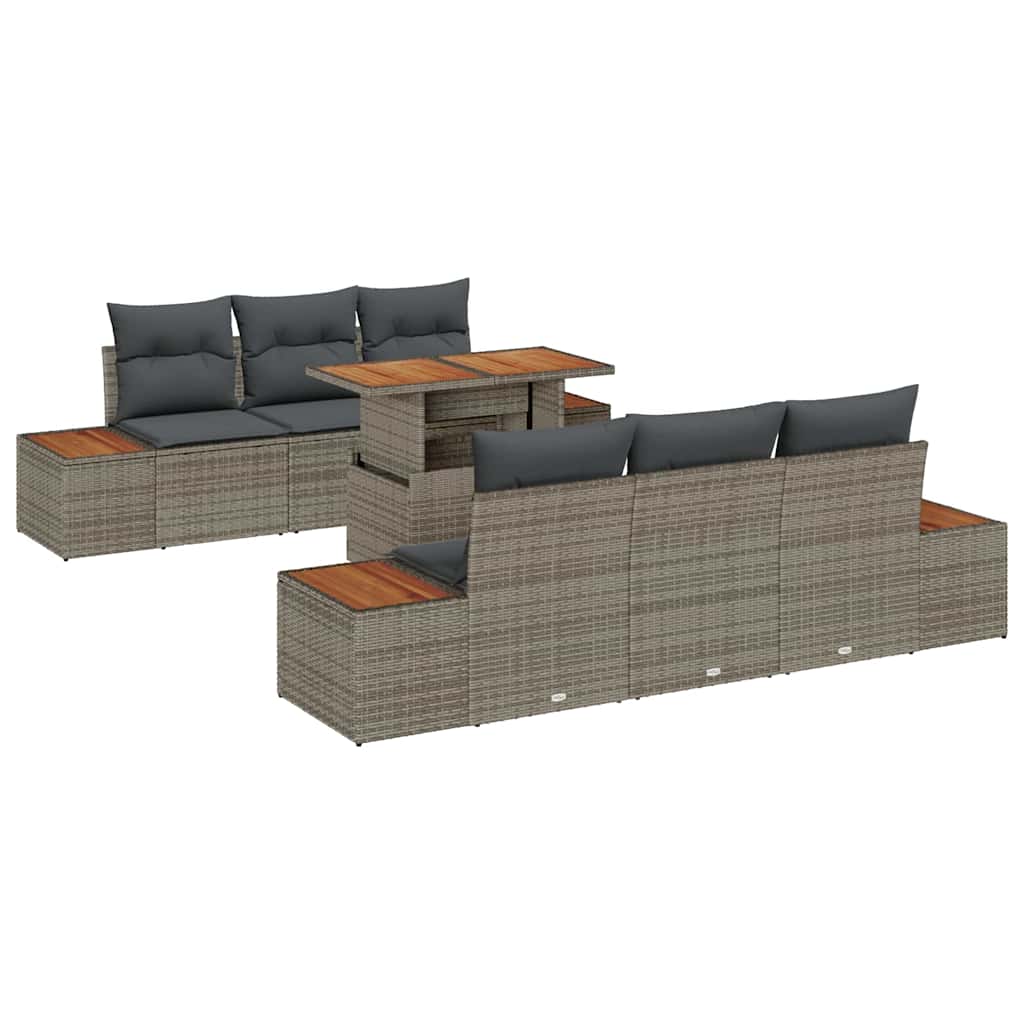 Have Spisebordssæt med pude 7 pcs Grå og Brun 100 x 55 x 73 cm