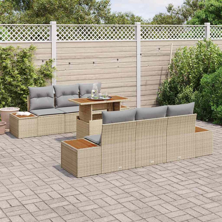Have Spisebordssæt med pude 7 pcs Beige og grå 100 x 55 x 73 cm