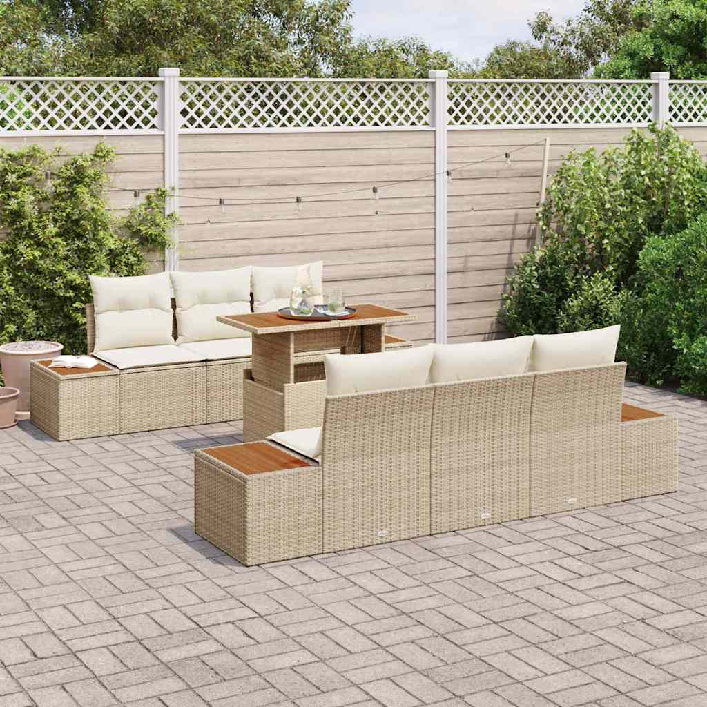 Have Spisebordssæt 7 pcs Beige og creme 100 x 55 x 73 cm
