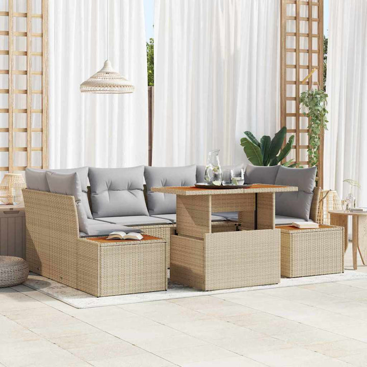 Have Spisebordssæt med pude 9 pcs Beige og grå 100 x 55 x 73 cm