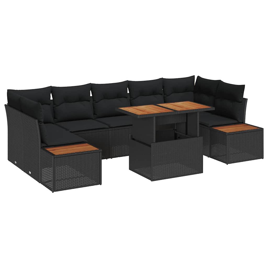 Have Spisebordssæt 8 pcs Sort og Brunt 100 x 55 x 73 cm