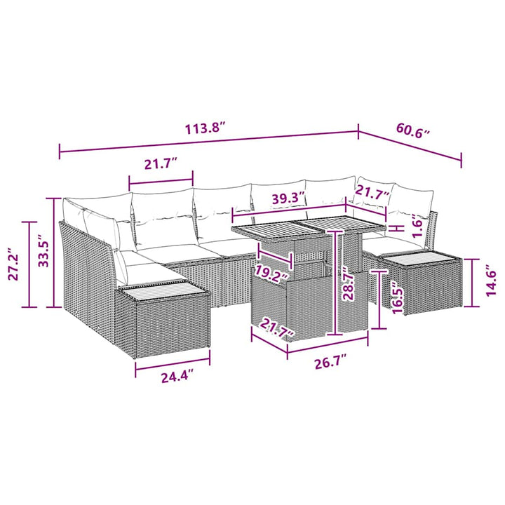 Have Spisebordssæt 8 pcs Sort og Brunt 100 x 55 x 73 cm