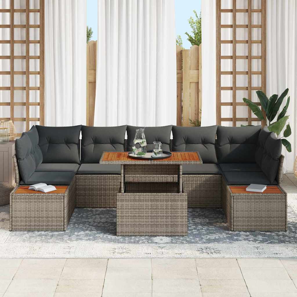 Have Spisebordssæt med pude 8 pcs Grå og Brun 100 x 55 x 73 cm