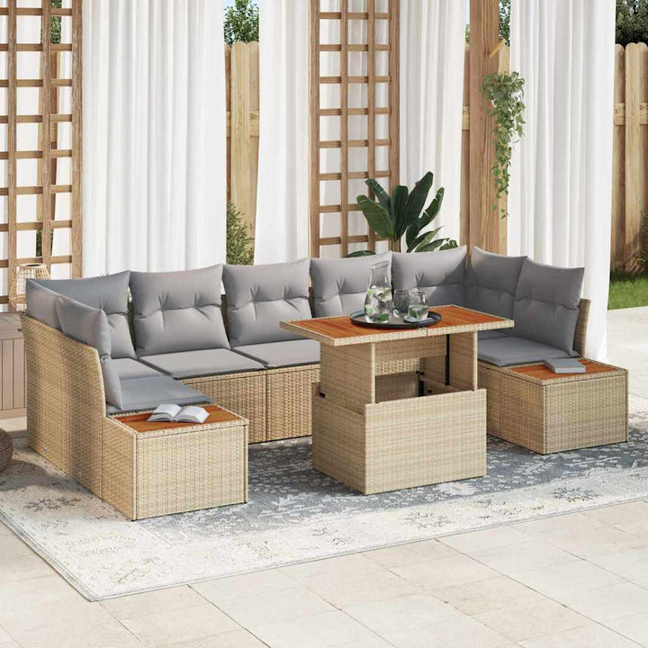 Have Spisebordssæt med pude 8 pcs Beige og grå 100 x 55 x 73 cm