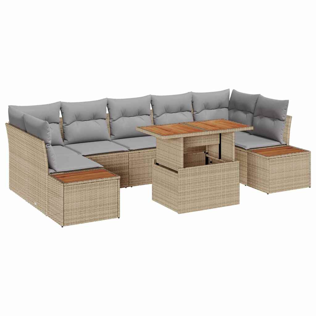 Have Spisebordssæt med pude 8 pcs Beige og grå 100 x 55 x 73 cm