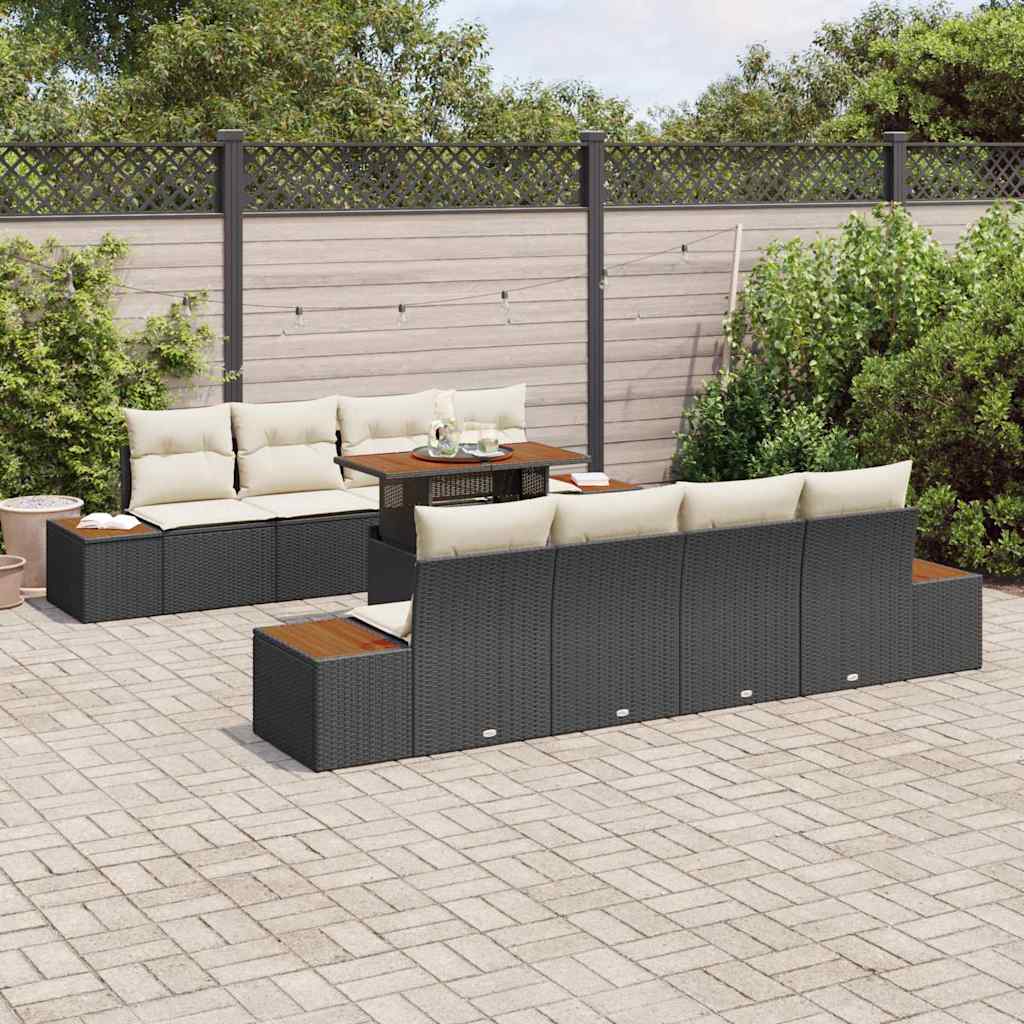 Have Spisebordssæt med pude med pude 9 pcs Sort og Beige