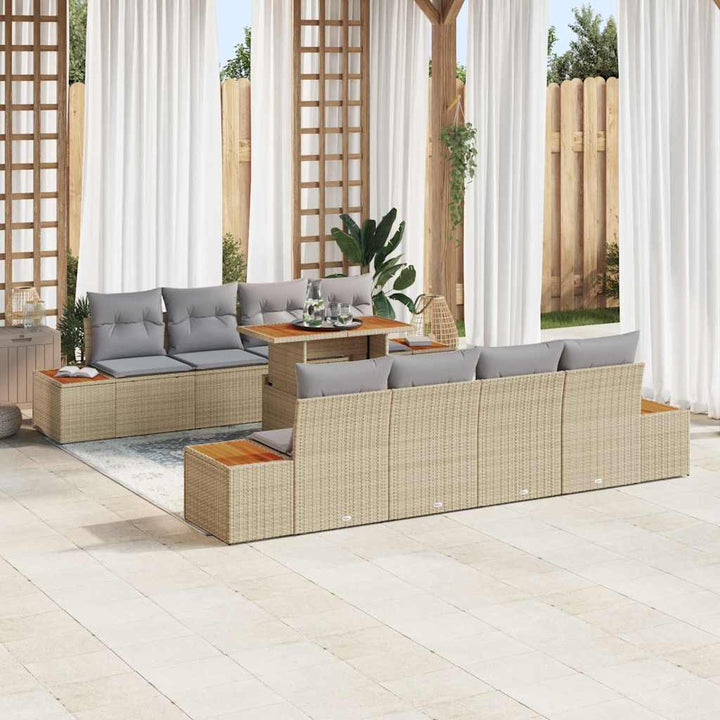Have Spisebordssæt med pude 9 pcs Beige og grå 100 x 55 x 73 cm