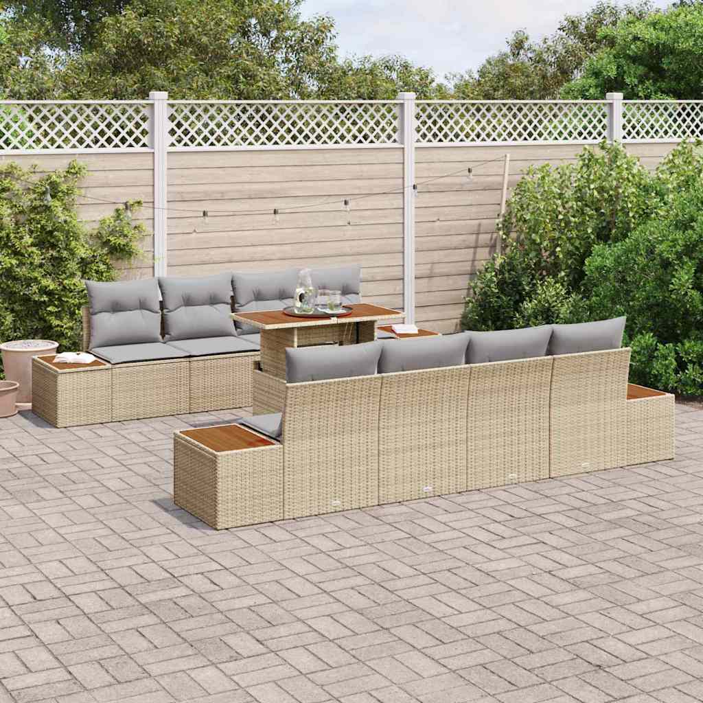 Have Spisebordssæt med pude 9 pcs Beige og grå 100 x 55 x 73 cm