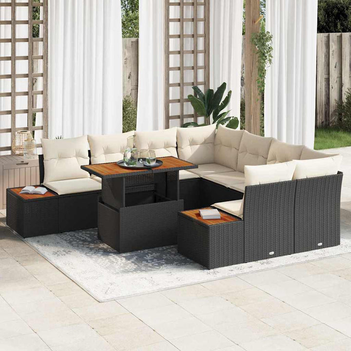 Have Spisebordssæt 9 pcs Sort og Beige 100 x 55 x 73 cm