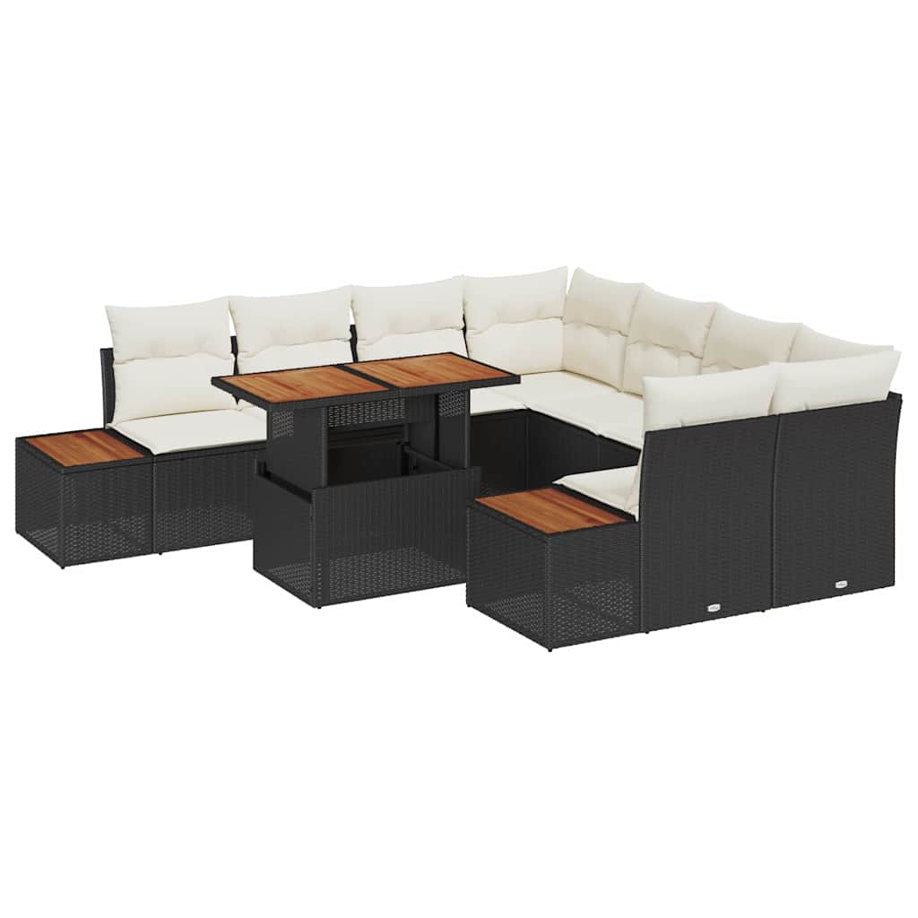 Have Spisebordssæt 9 pcs Sort og Beige 100 x 55 x 73 cm