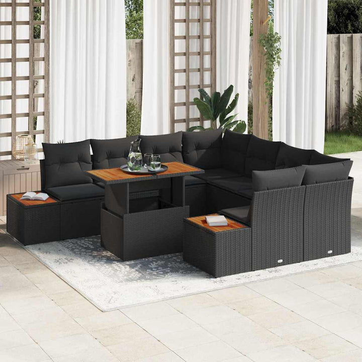 Have Spisebordssæt 9 pcs Sort og Brunt 100 x 55 x 73 cm