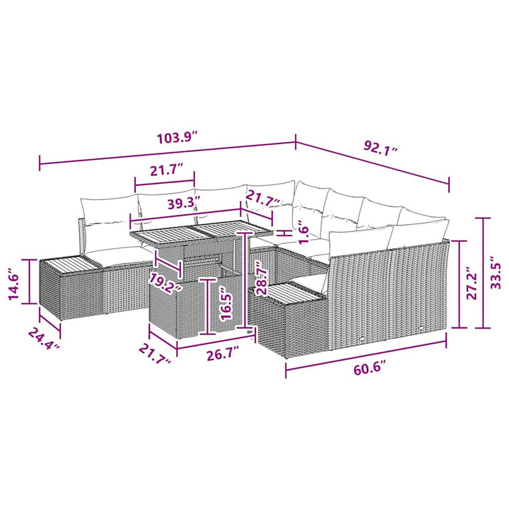 Have Spisebordssæt 9 pcs Sort og Brunt 100 x 55 x 73 cm