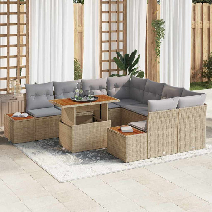 Have Spisebordssæt med pude 9 pcs Beige og grå 100 x 55 x 73 cm