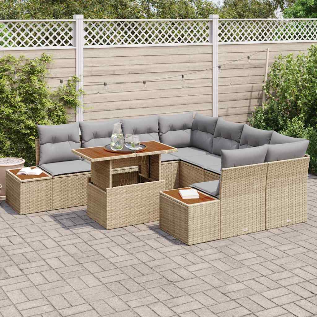 Have Spisebordssæt med pude 9 pcs Beige og grå 100 x 55 x 73 cm