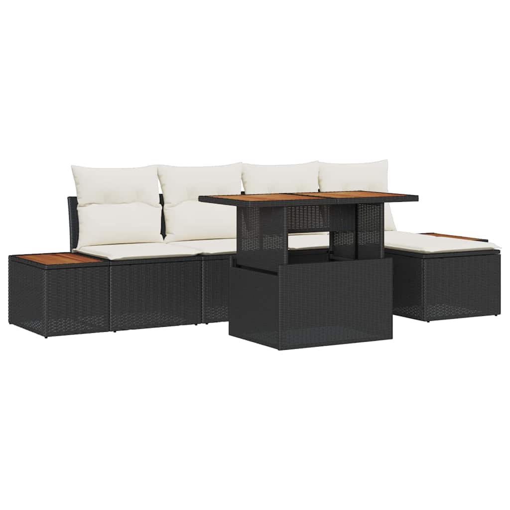 Have Spisebordssæt med pude 6 pcs Sort og Beige
