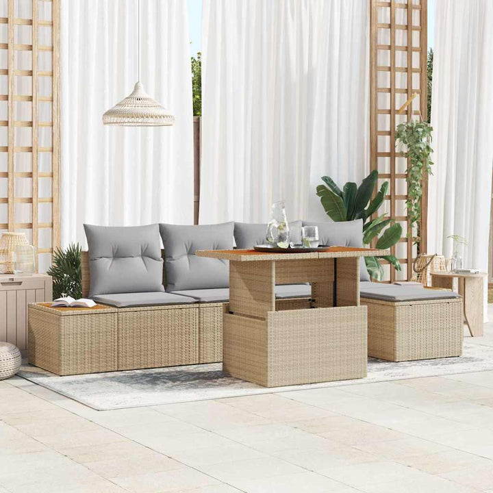 Have Spisebordssæt med pude 6 pcs Beige og grå