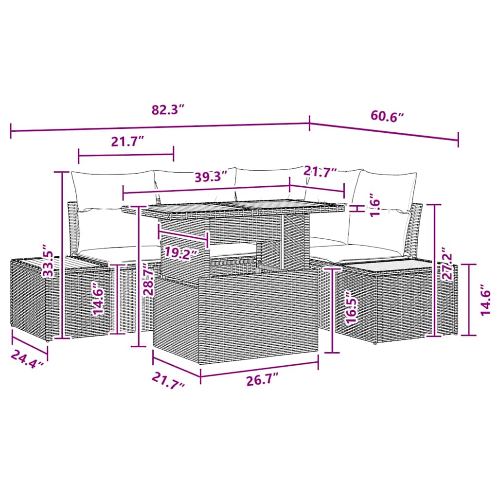 Have Spisebordssæt 5 pcs Sort og Brunt 100 x 55 x 73 cm
