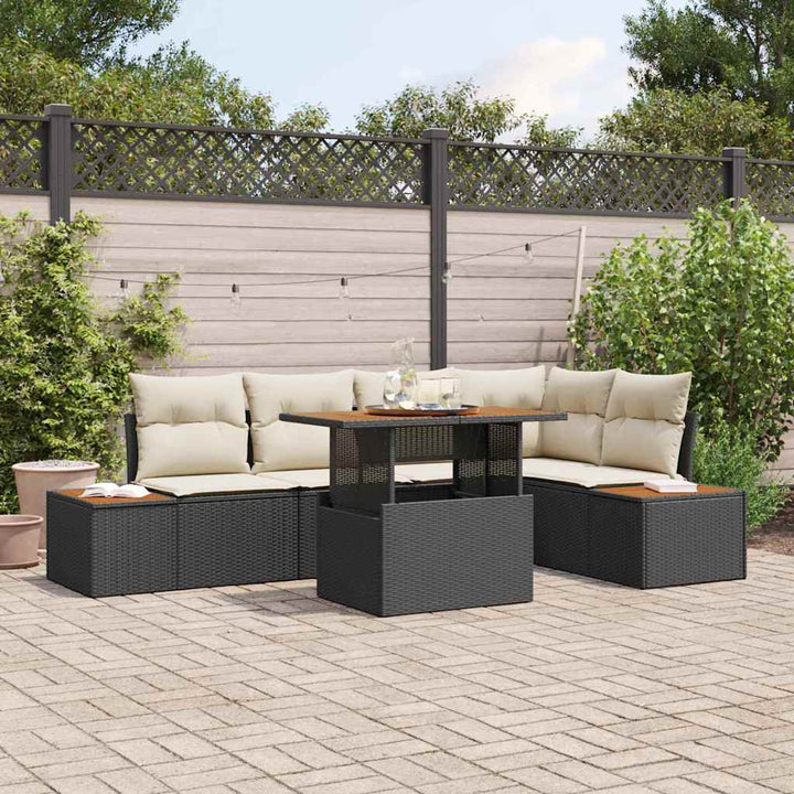 Have Spisebordssæt 6 pcs Sort og Beige 100 x 55 x 73 cm