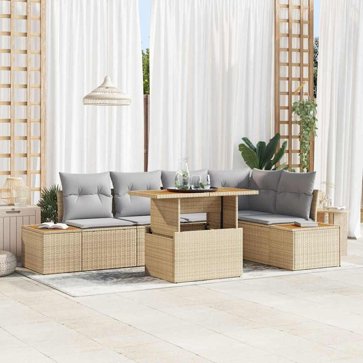 Have Spisebordssæt med pude 6 pcs Beige og grå 100 x 55 x 73 cm
