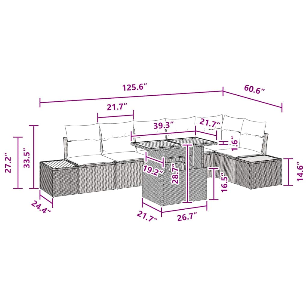 Have Spisebordssæt 7 pcs Sort og Brunt 100 x 55 x 73 cm
