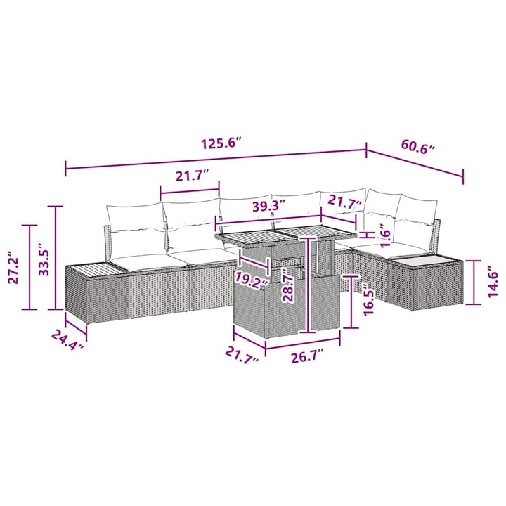 Have Spisebordssæt 7 pcs Sort og Brunt 100 x 55 x 73 cm