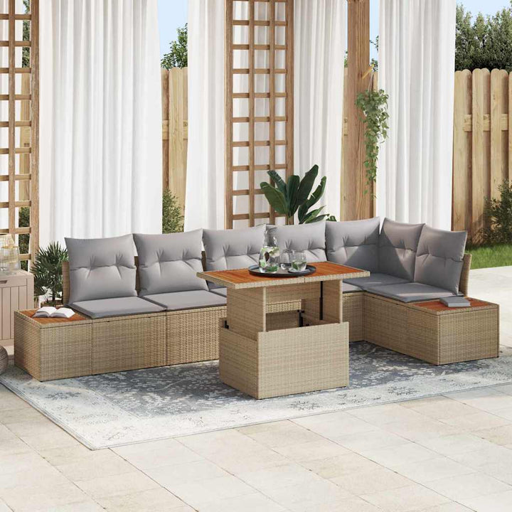 Have Spisebordssæt med pude 7 pcs Beige og grå 100 x 55 x 73 cm