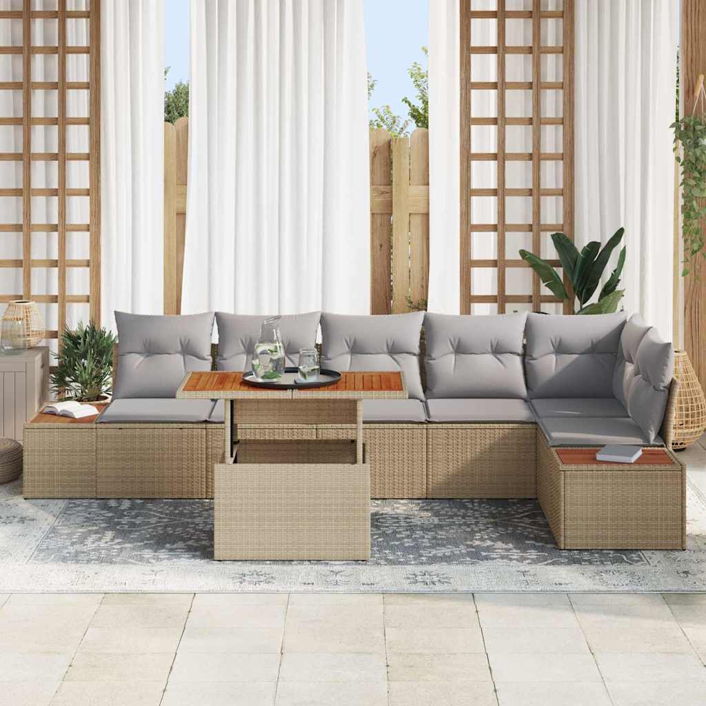 Have Spisebordssæt med pude 7 pcs Beige og grå 100 x 55 x 73 cm